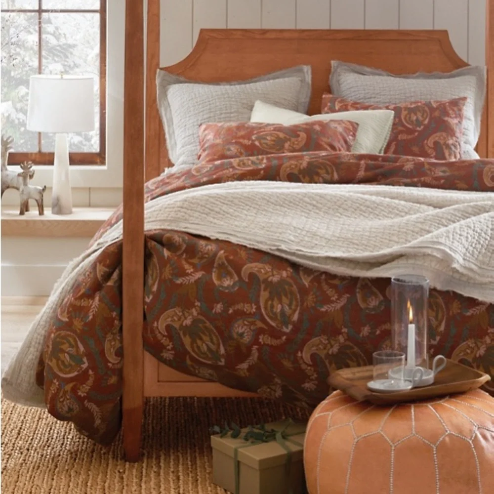 Garnet Hill Priya Paisley Relaxed-Linen Twin  Duvet Cover